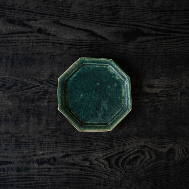 境道一 織部 6寸 8角皿