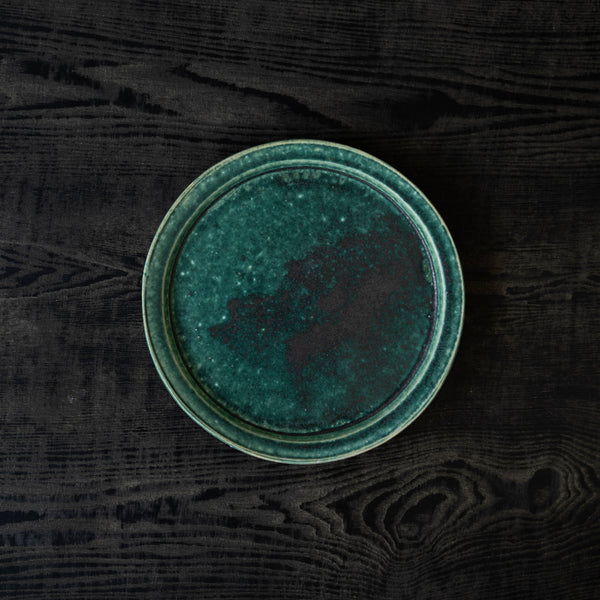 境道一 織部釉 丸皿