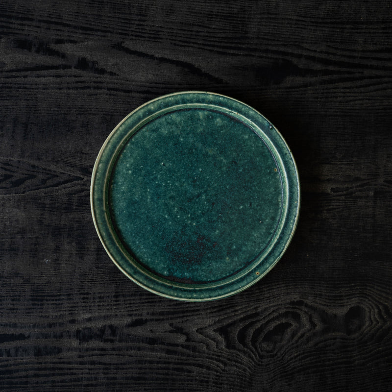 境道一 織部釉 丸皿