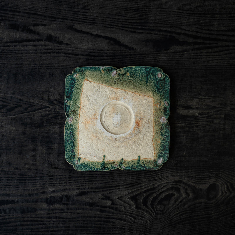 境道一 織部釉 花皿