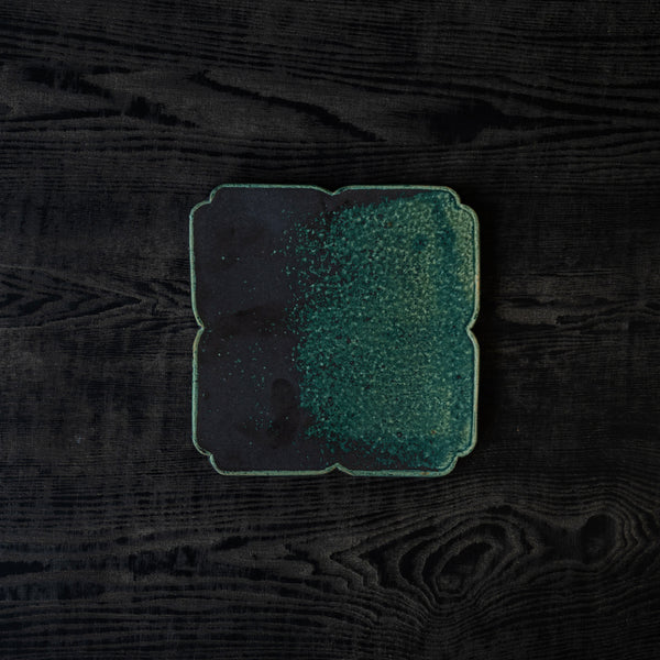 境道一 織部釉 花皿