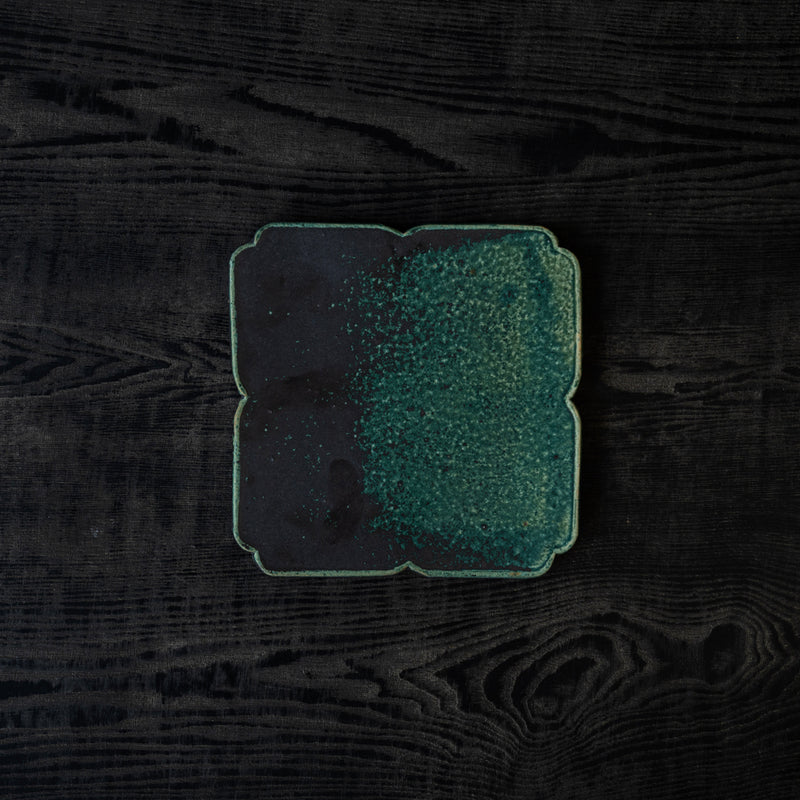 境道一 織部釉 花皿