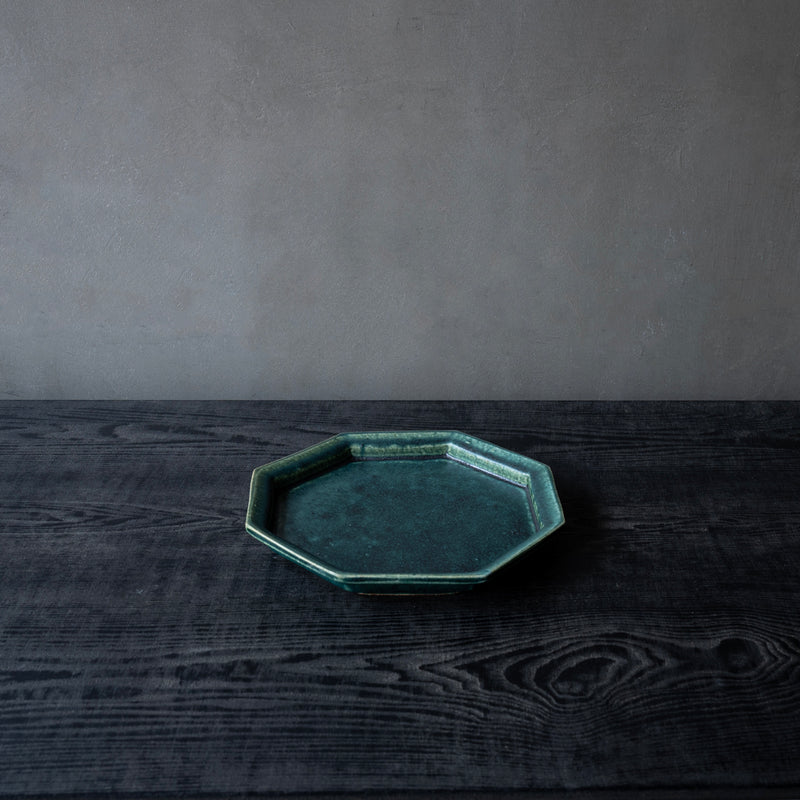 境道一 織部 7寸 8角皿