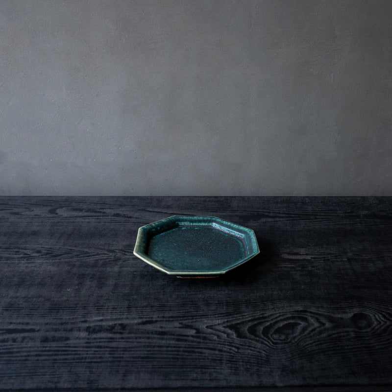 境道一 織部 6寸 8角皿