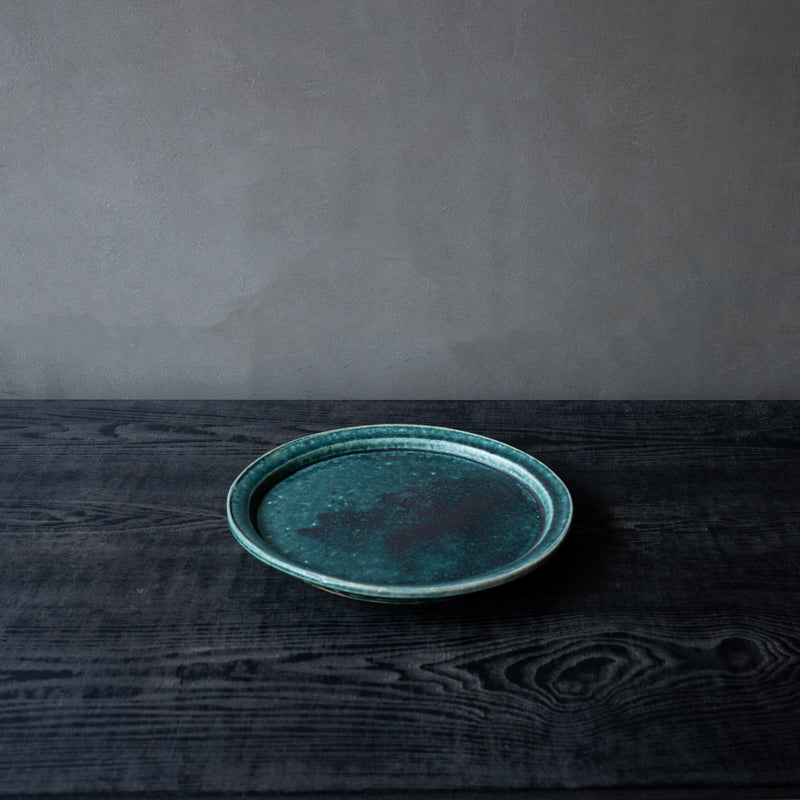 境道一 織部釉 丸皿