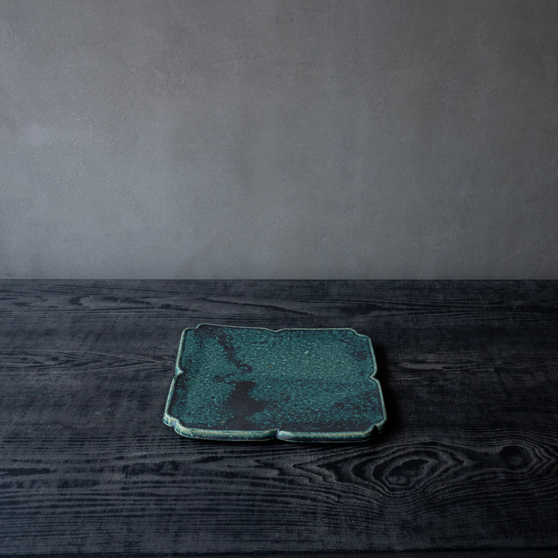 境道一 織部釉 花皿