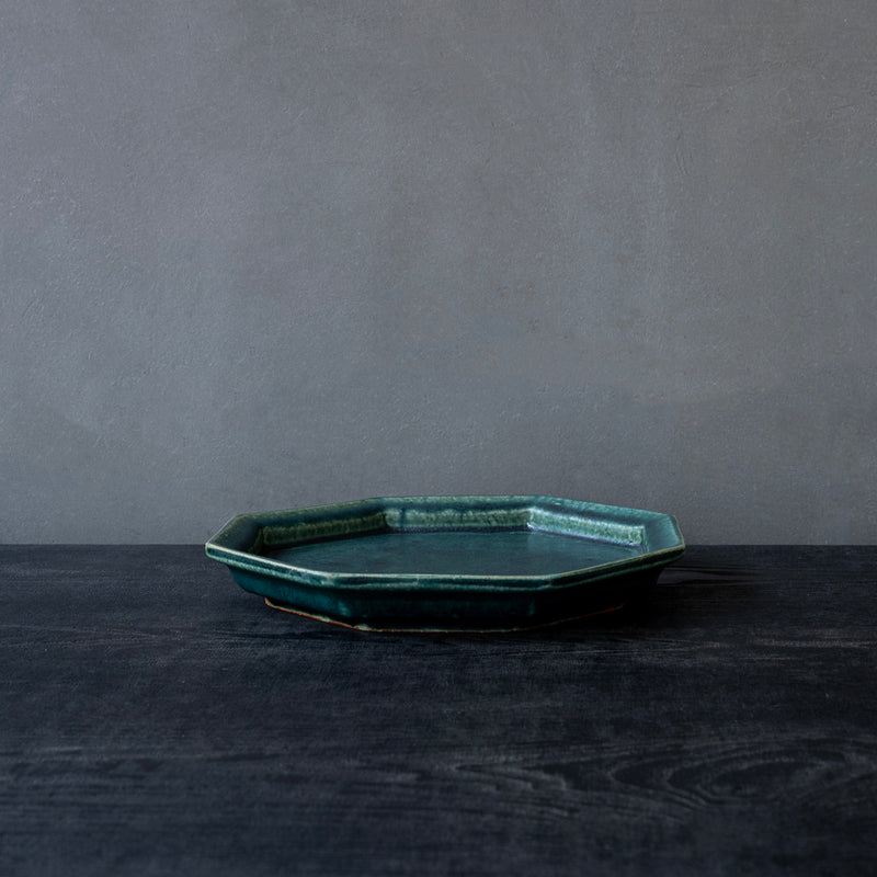 境道一 織部 7寸 8角皿