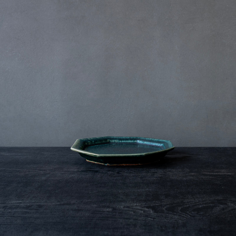 境道一 織部 6寸 8角皿