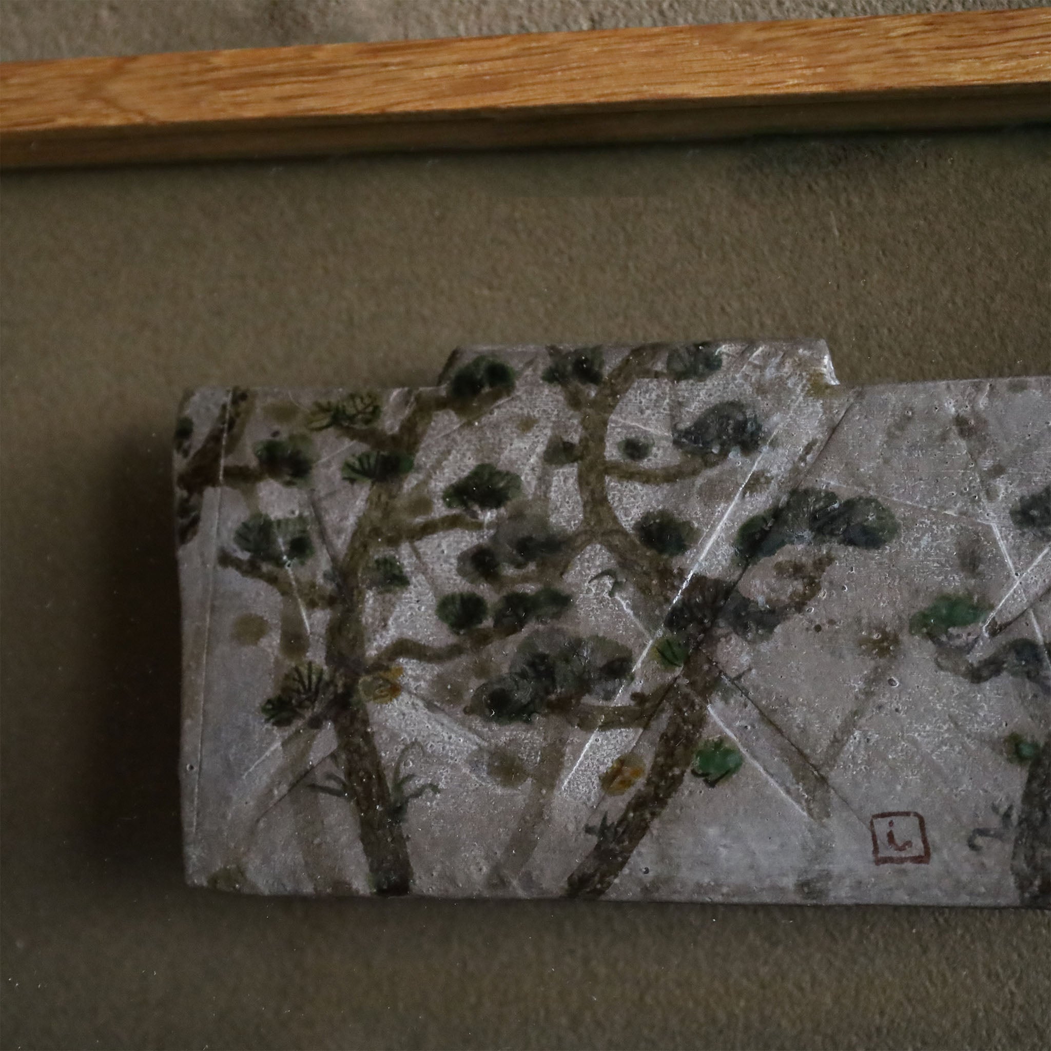 ●24-TO-60 Shingo Oka Silver Porcelain Iro-e Ceramic Panel “Matsubara”