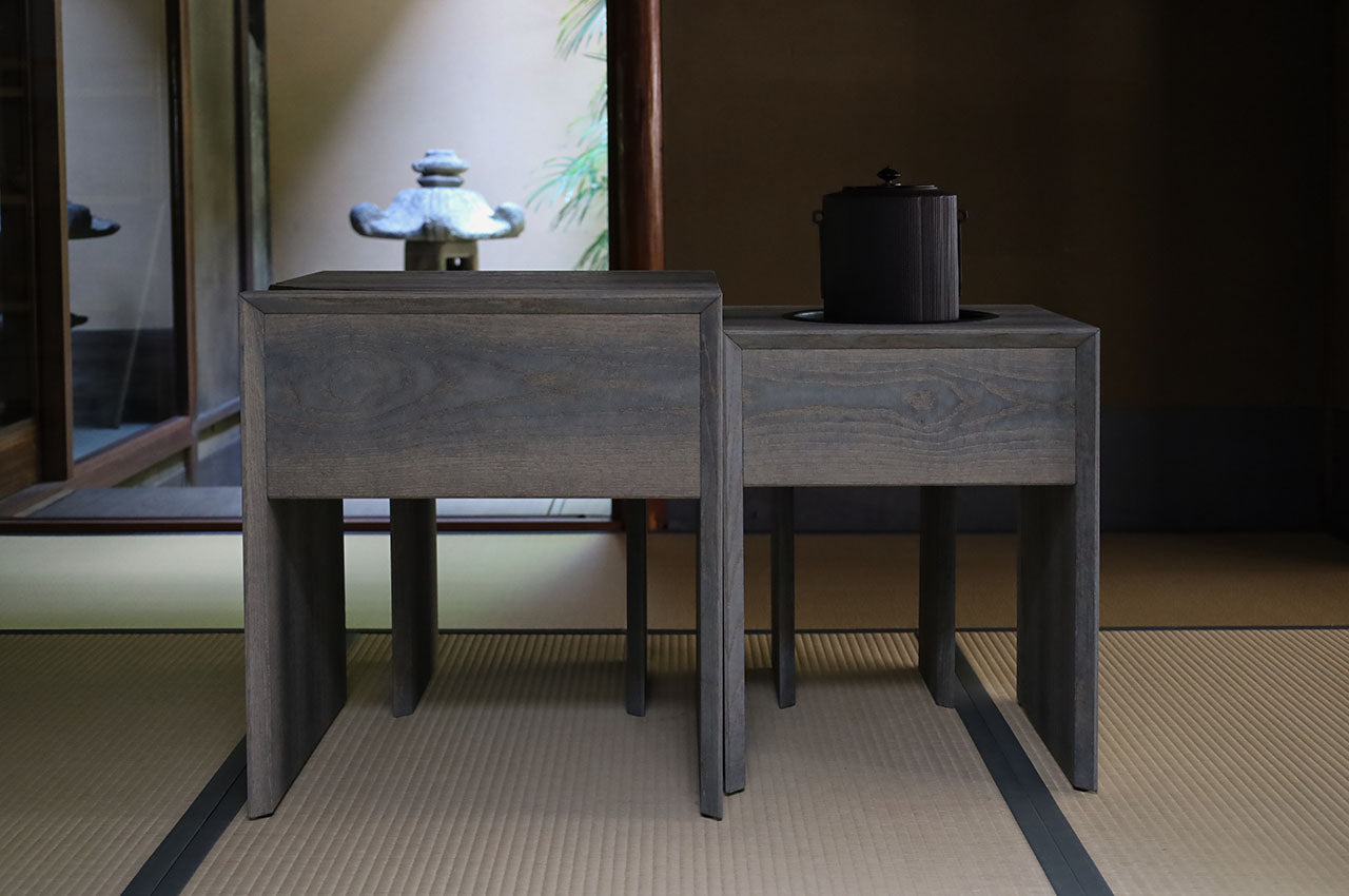 Fuyou Ryurei-joku 4-piece Set Glay(a set of tea service tables and chairs)