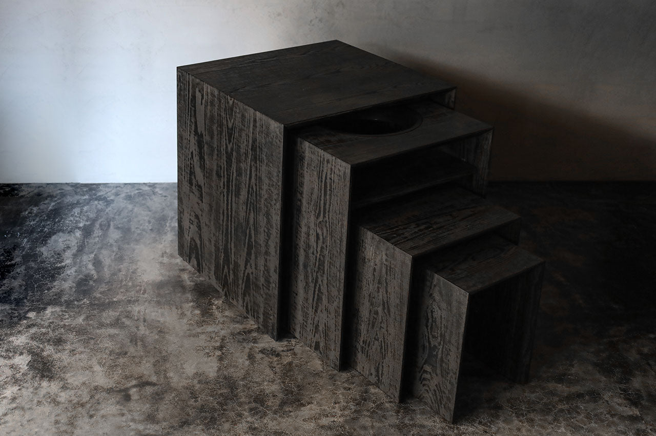 Fuyou Ryurei-joku 4-piece Set Black (a set of tea service tables and chairs)