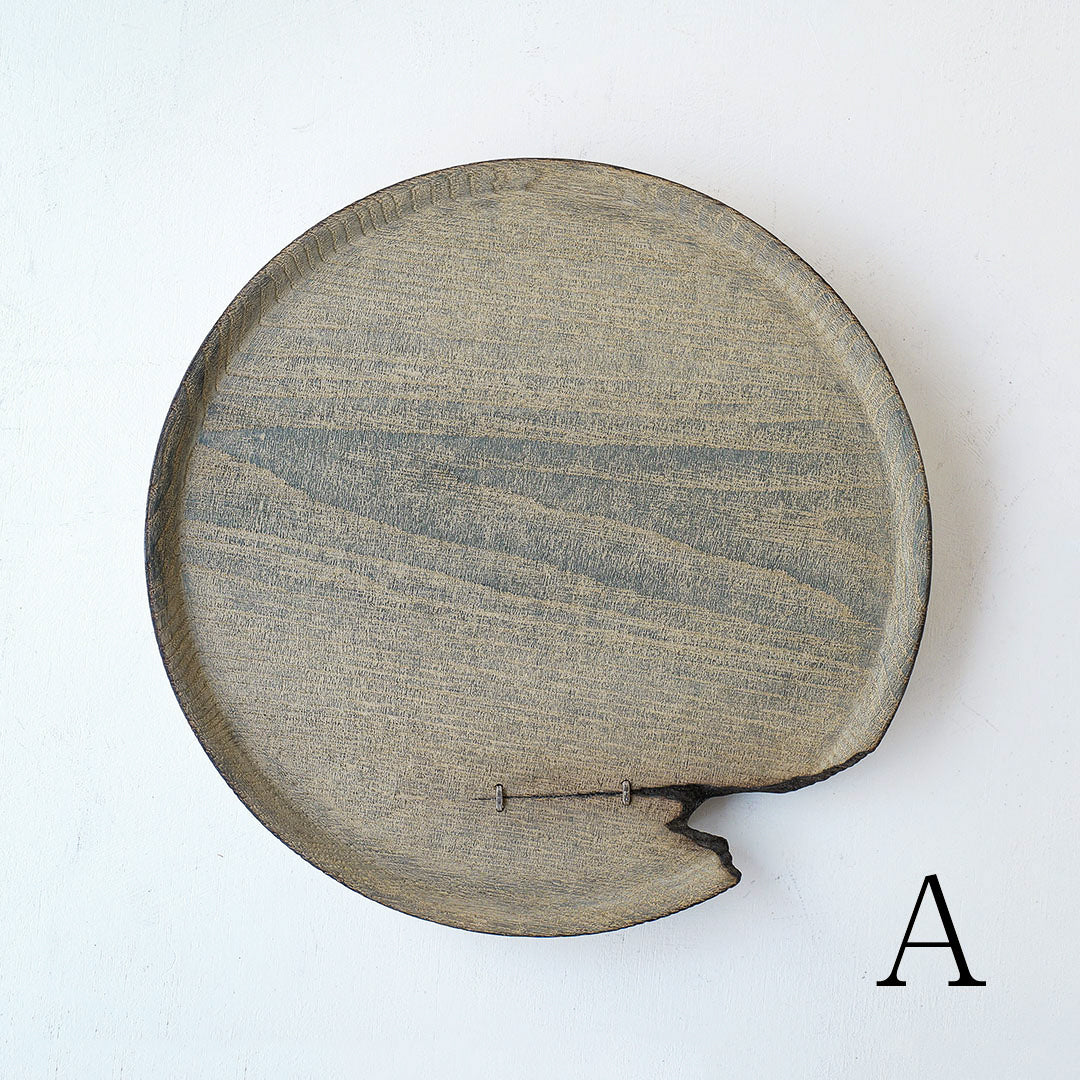 Shimoo - 浮様 丸盆 30cm, Handmade in Japan 浮様 丸盆 300 鎹付 鼠