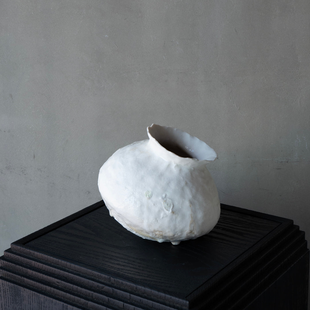 25-10S 池田優子 白磁 白釉花器-2