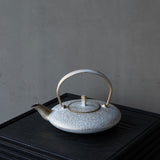 25-10S 空間鋳造 急須 Moon 小 白金色 鎬細工鉉 桐箱入