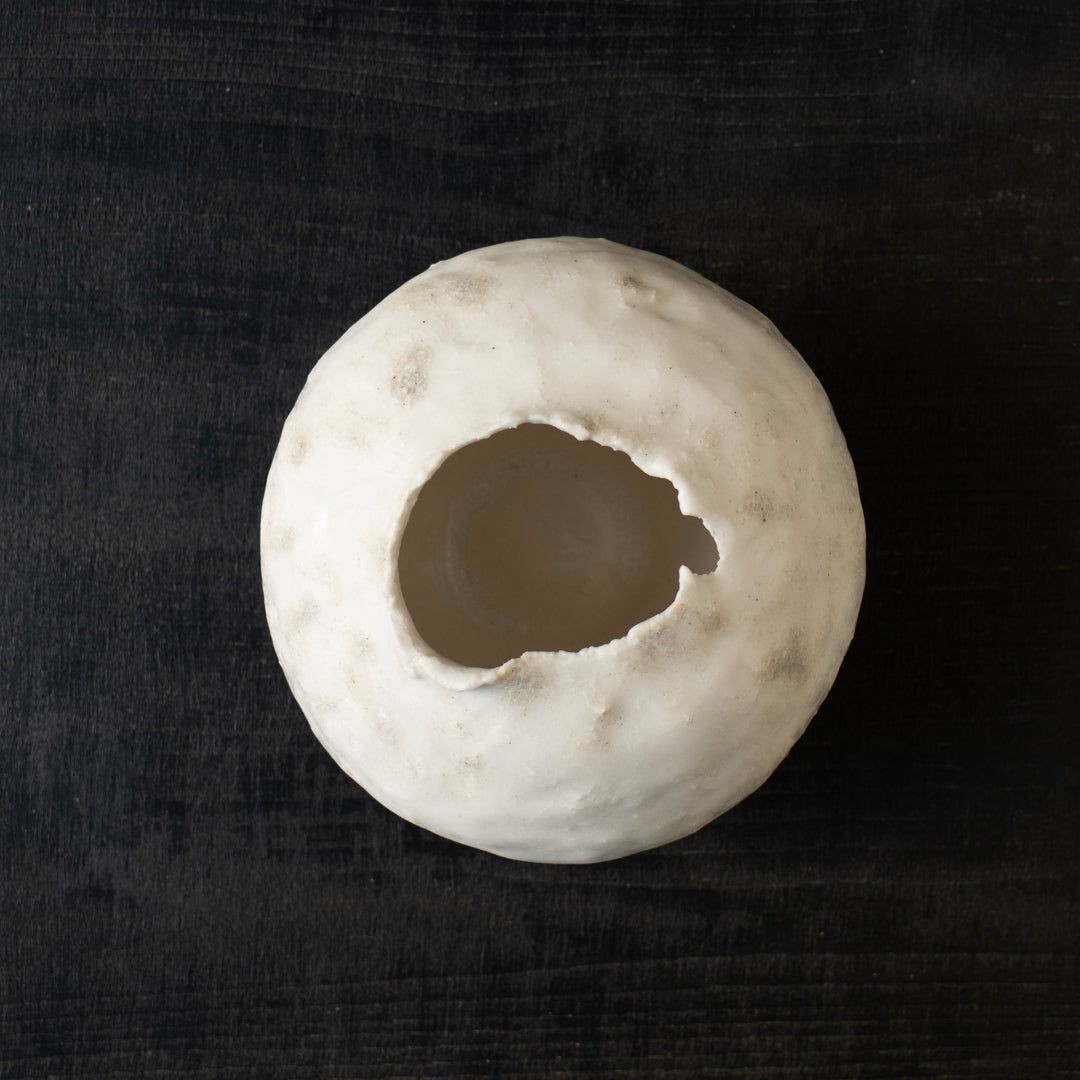 25-10S 池田優子 白磁 白釉花器-1