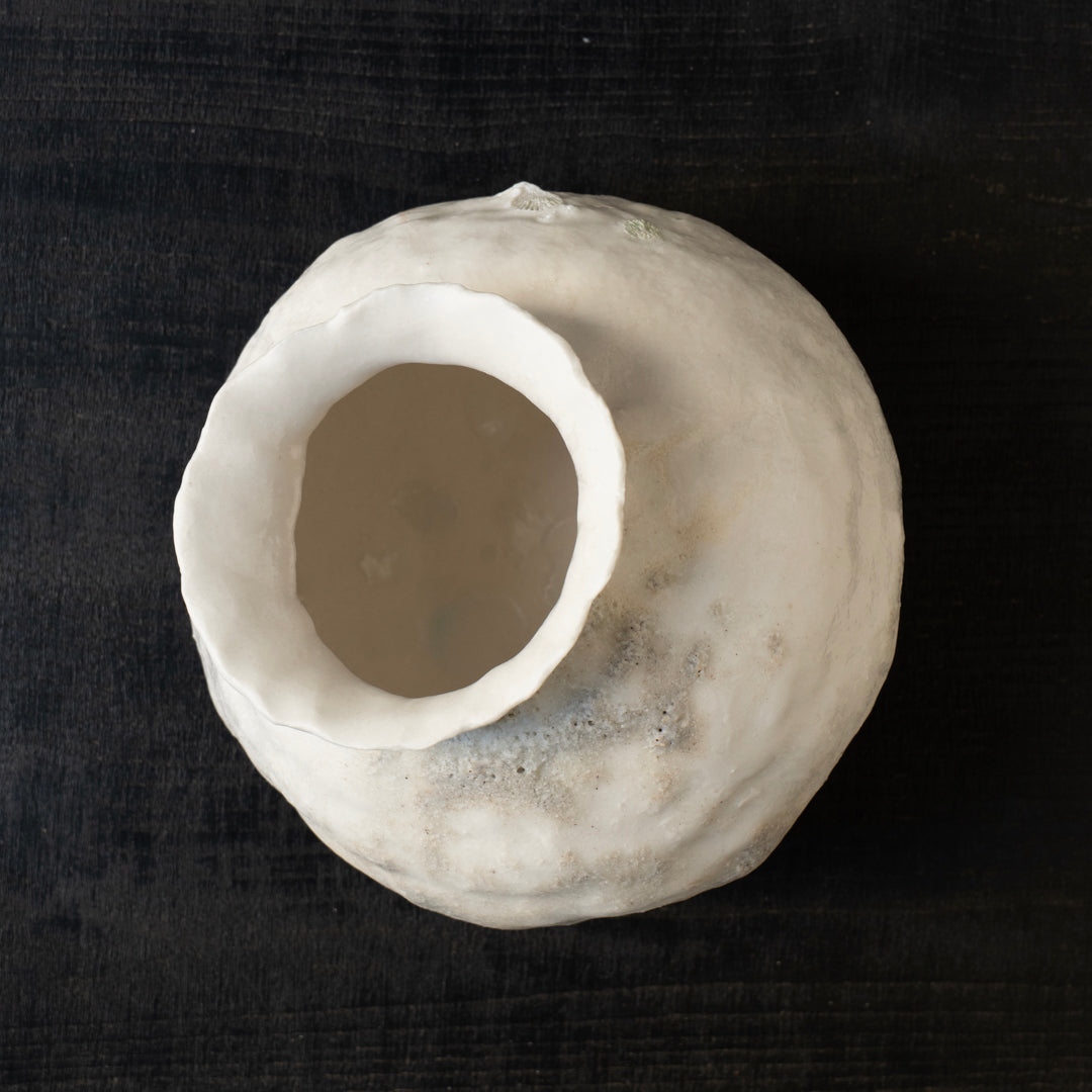 25-10S 池田優子 白磁 白釉花器-2