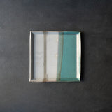 25-10S 中里花子 四方皿M グリーン/粉引