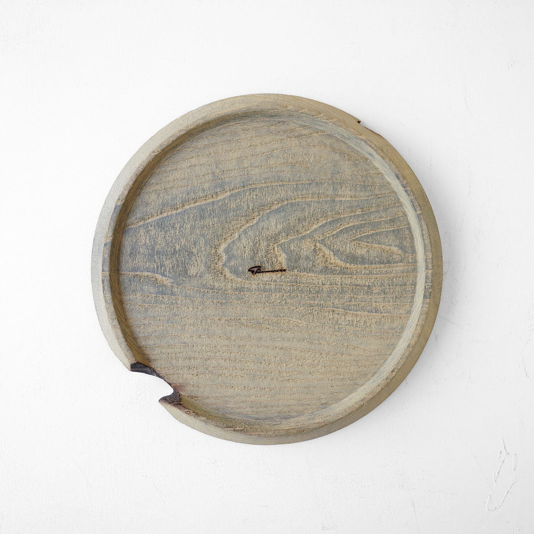 Shimoo - 浮様 丸盆 30cm, Handmade in Japan 浮様 丸盆 300 鎹付 鼠