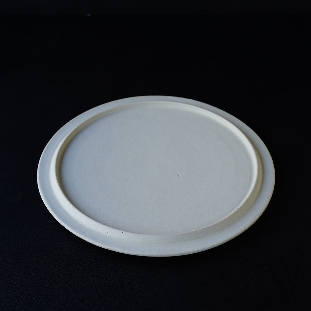笠間焼 船串篤司さん プレート リム皿 28cm 白大皿 難あり 船串篤司 plate 白