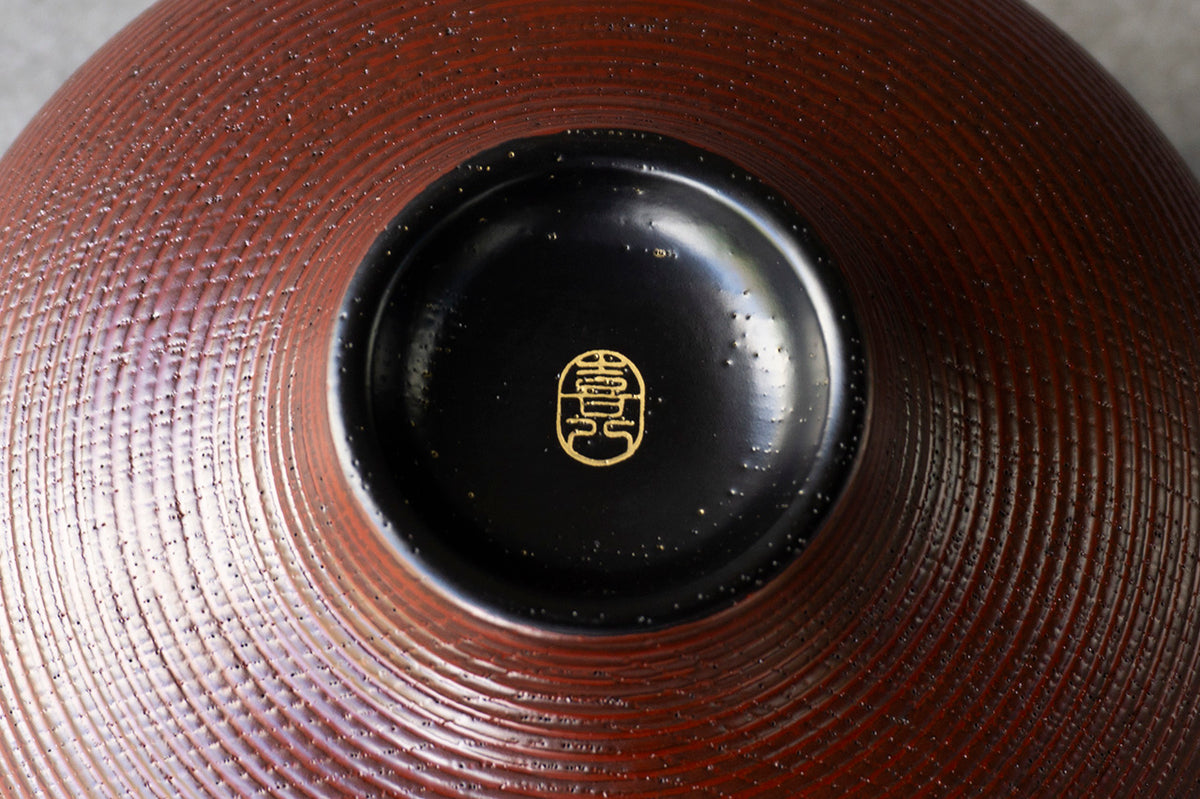 喜八工房 欅 糸筋椀（大） 古朱 – 雨晴/AMAHARE
