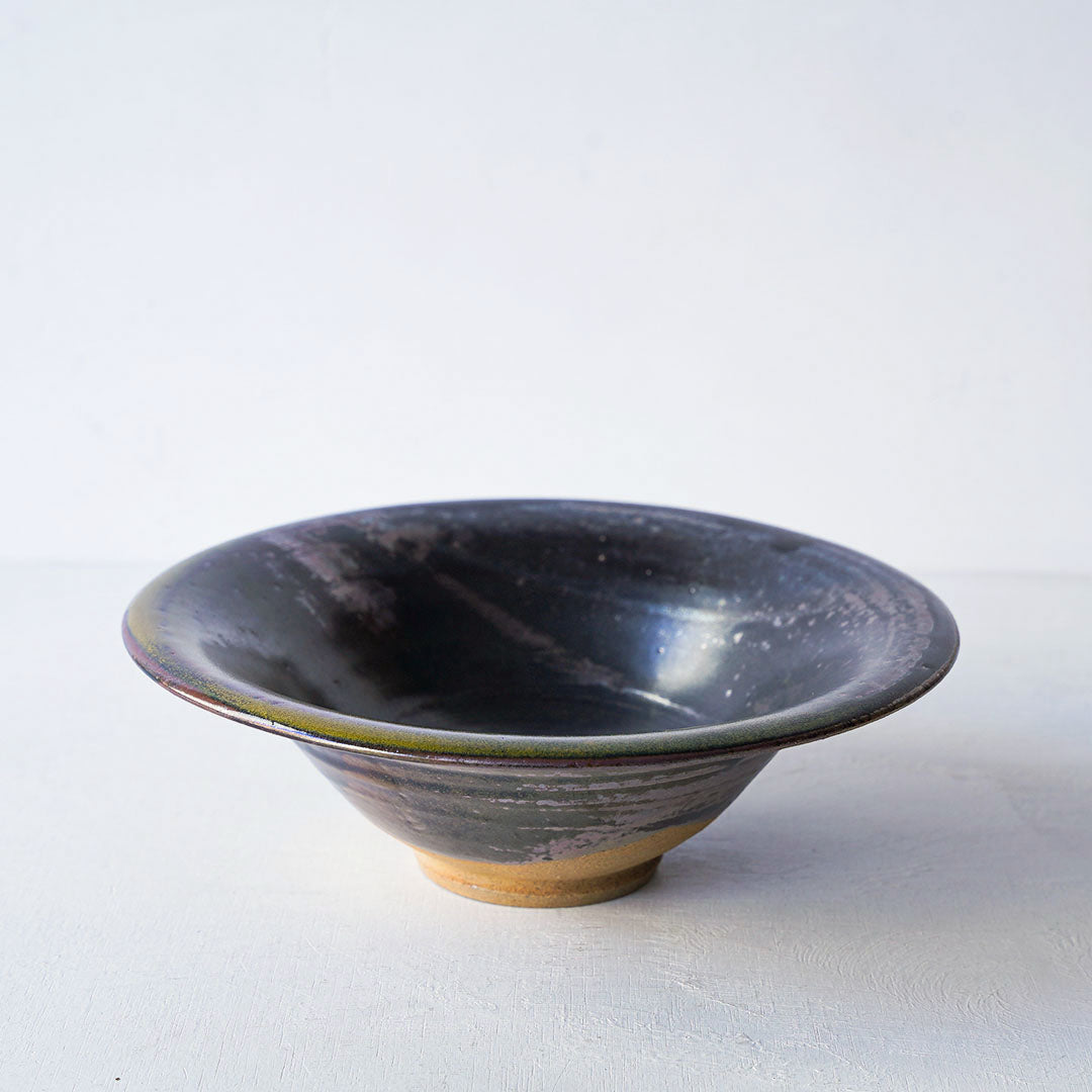 Yukiko Kiln 20cm Plate with Flared Rim "Kuro (Black)-Karatsu"