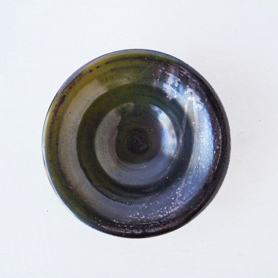 Yukiko Kiln 20cm Plate with Flared Rim "Kuro (Black)-Karatsu"