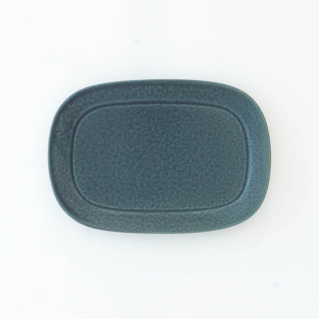 ●21- L001 Oval Plate M "Kosui" (Lake Blue)