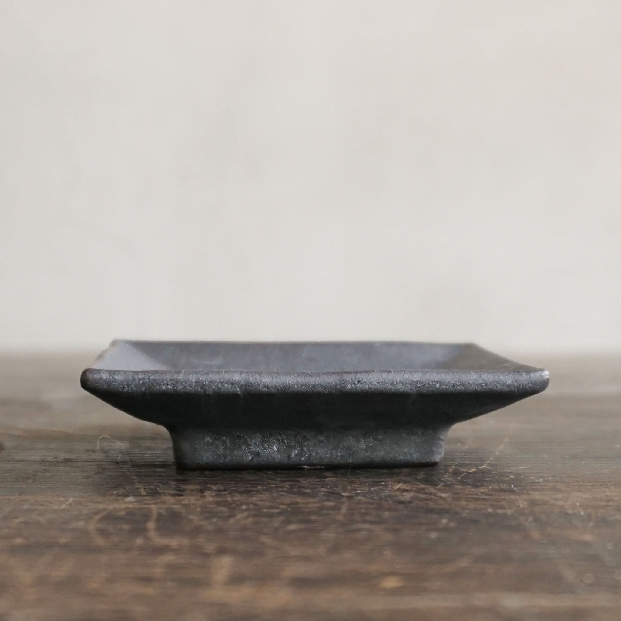 Miyagi Pottery Square Plate S Black Glaze