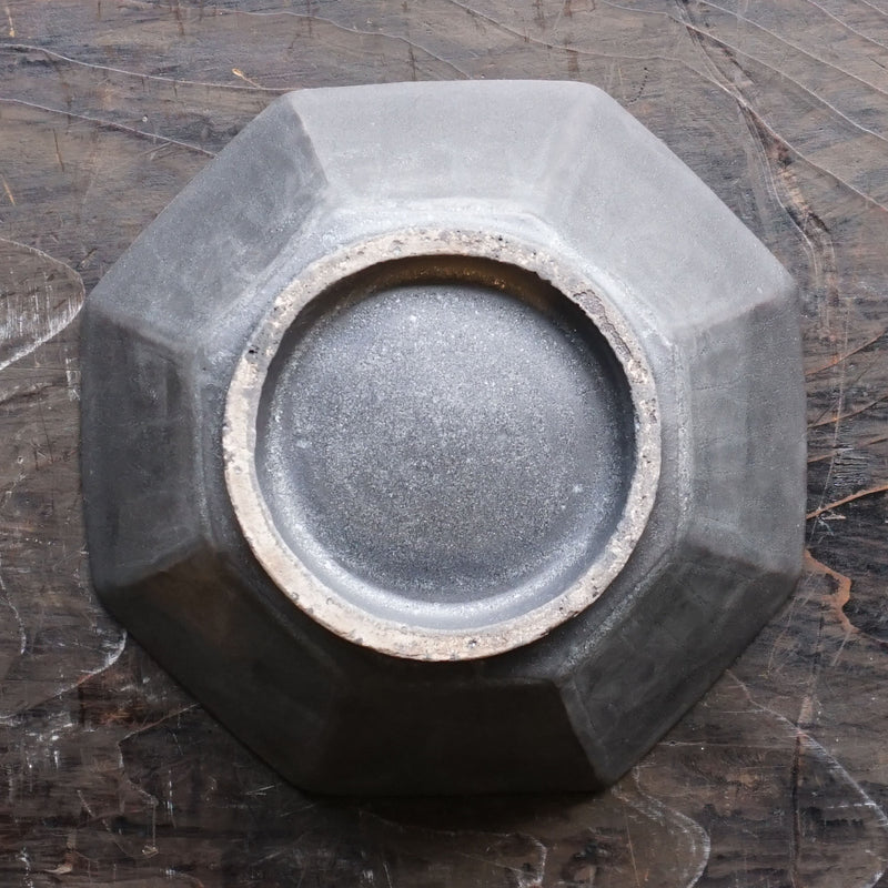 Miyagi Pottery 15cm Octagon Bowl Black Glaze
