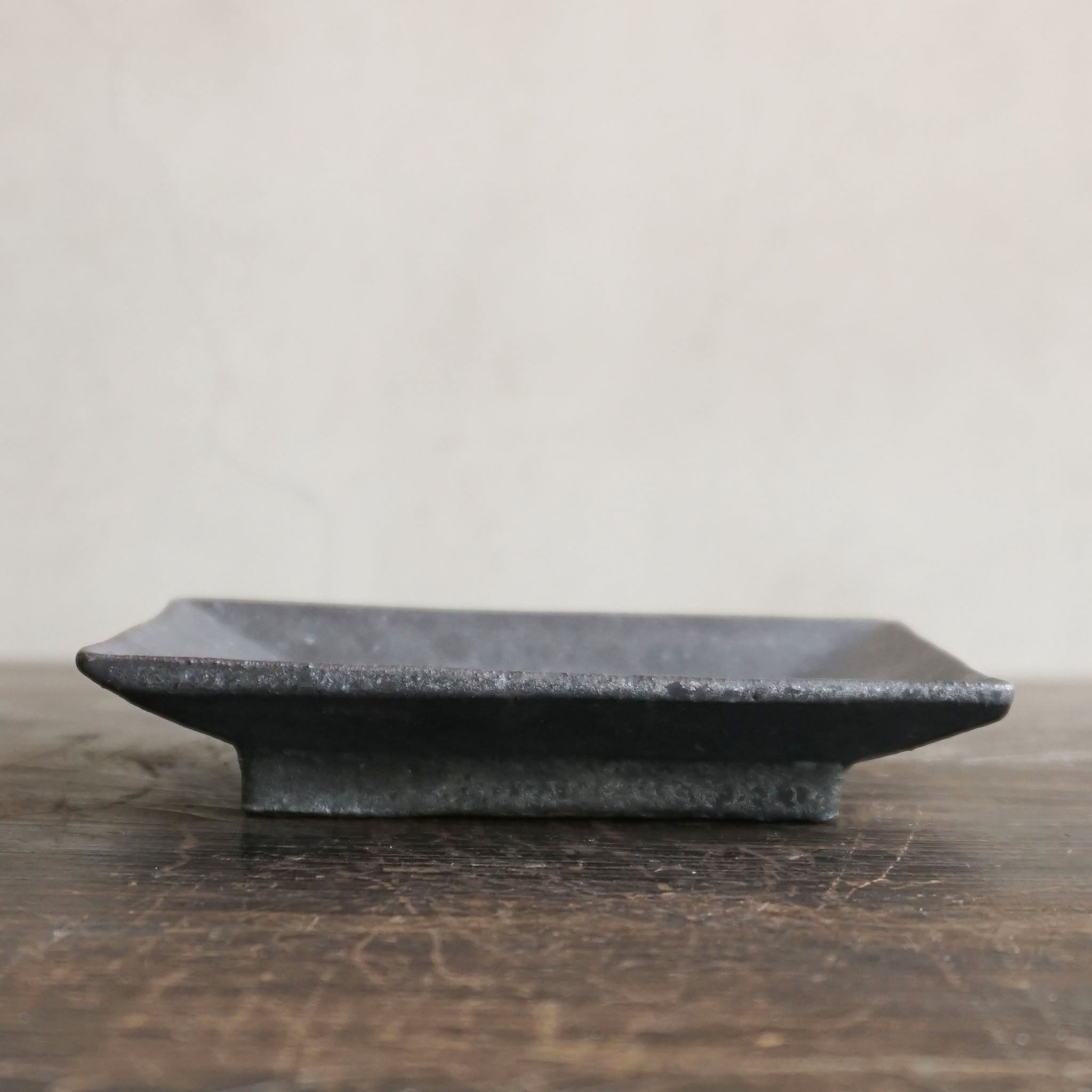 Miyagi Pottery Square Plate M Black Glaze
