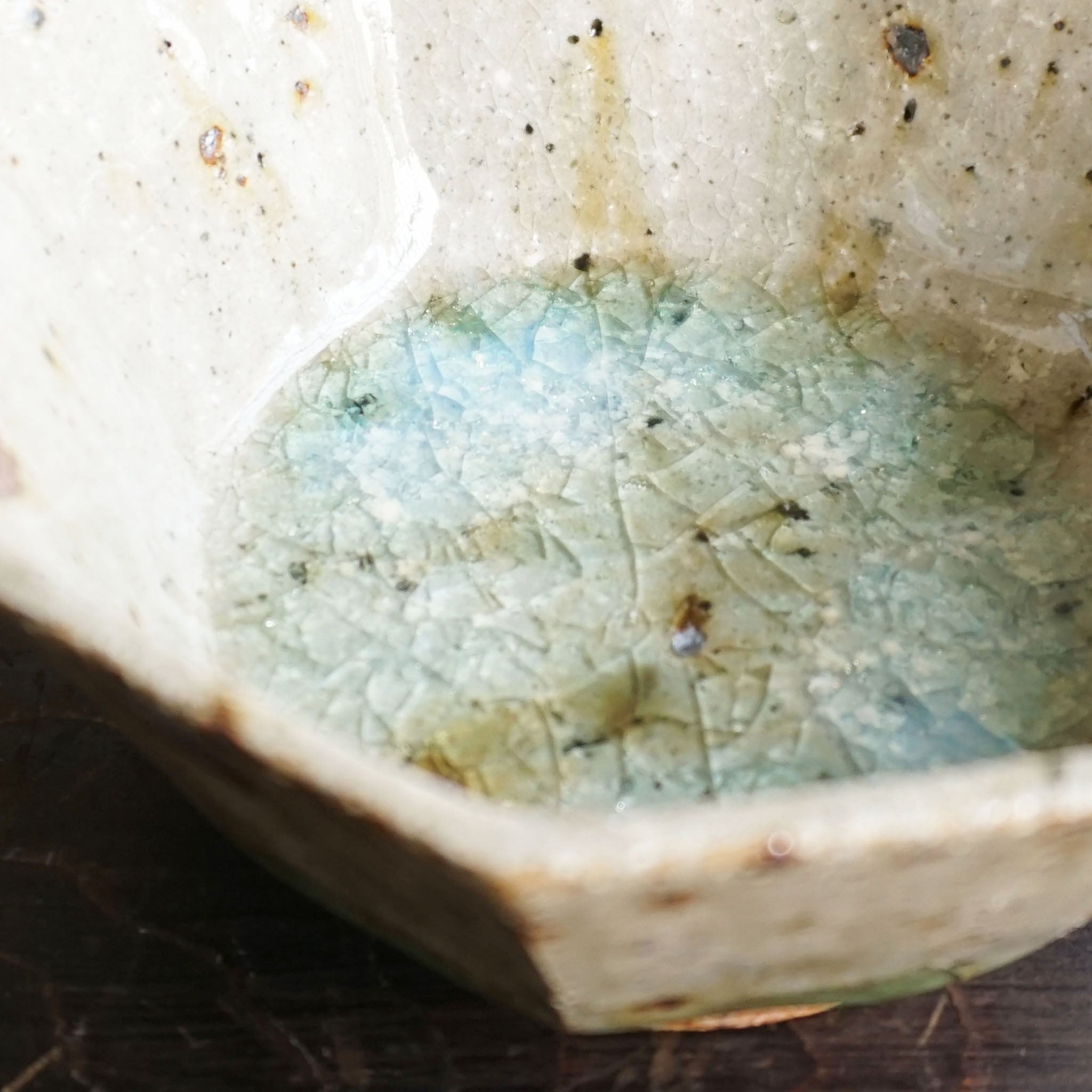 Miyagi Pottery 12cm Octagon Bowl Blue Glaze