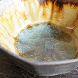 Miyagi Pottery 12cm Octagon Bowl Black Glaze