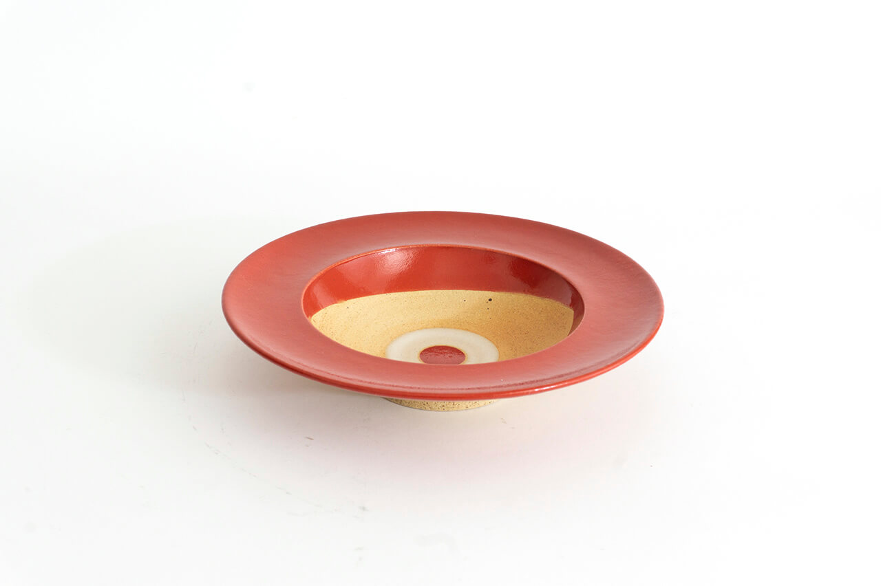 Pottery studio ICHI Mintama Rim Plate 21cm Red