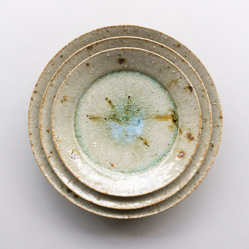 Miyagi Pottery 21cm Rim Plate Blue Glaze