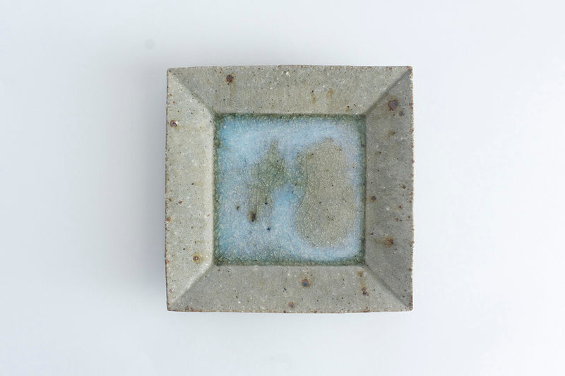 Miyagi Pottery Square Plate L Blue Glaze