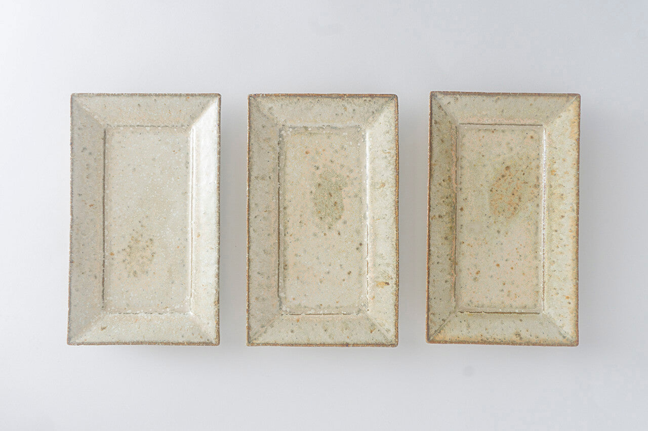 Miyagi Pottery Rectangle Plate White Glaze