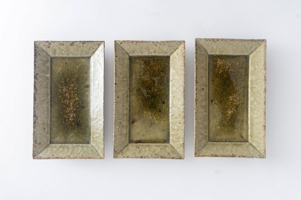 Miyagi Pottery Rectangle Plate Ash Glaze