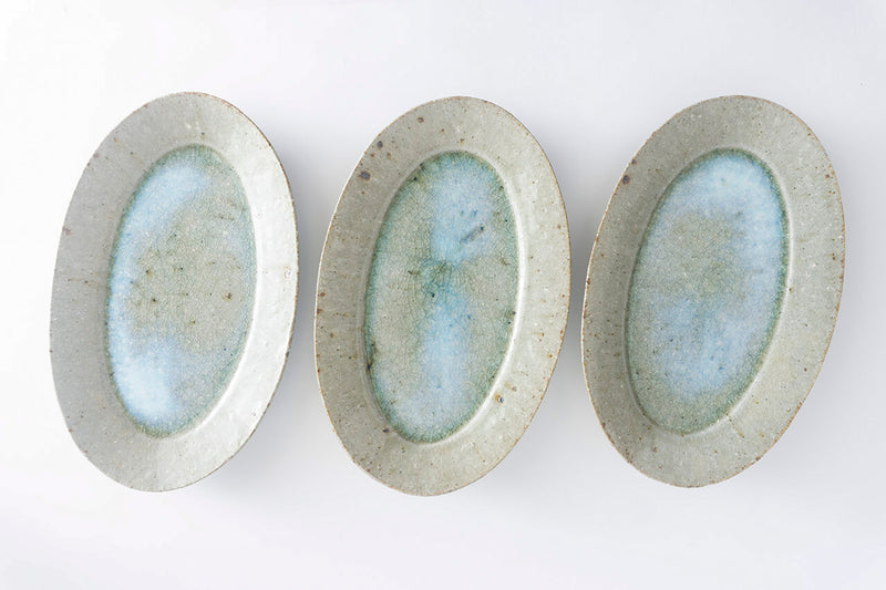 Miyagi Pottery Oval L Blue Glaze