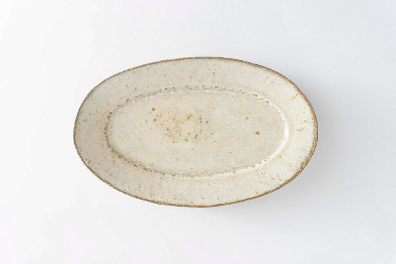 Miyagi Pottery Oval L White Glaze