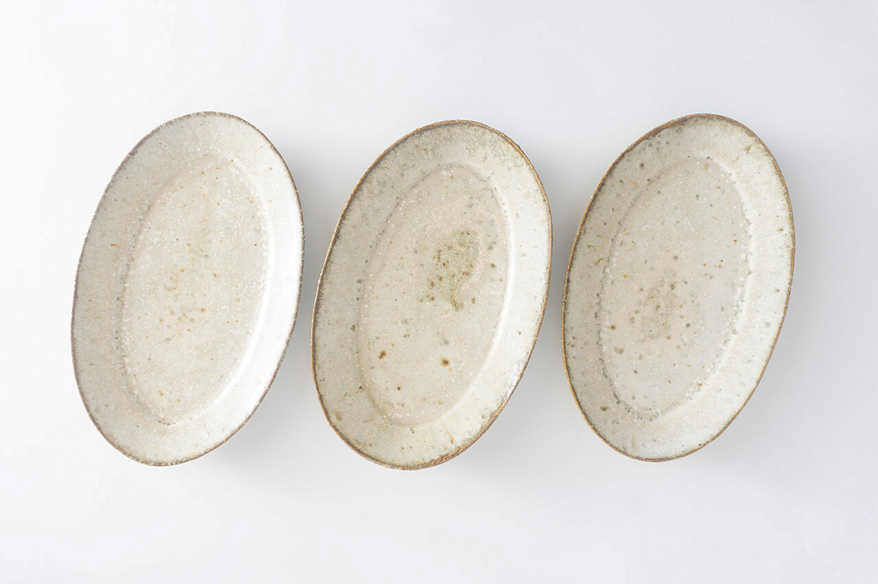Miyagi Pottery Oval S White Glaze