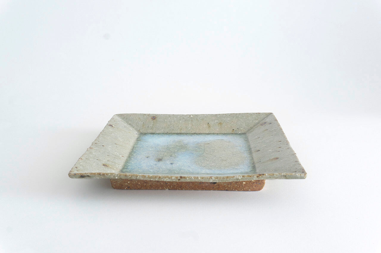 Miyagi Pottery Square Plate L Blue Glaze