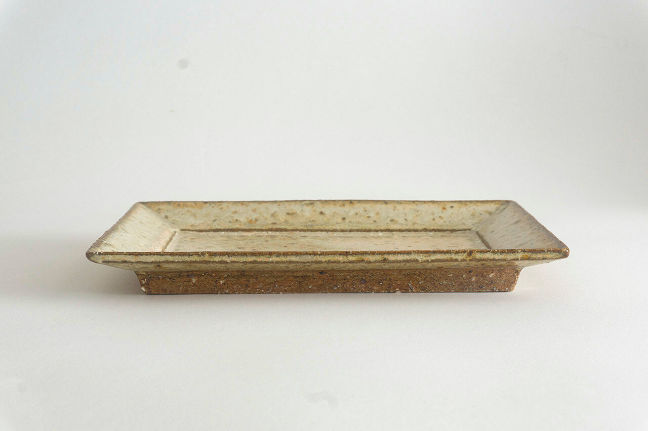 Miyagi Pottery Rectangle Plate White Glaze