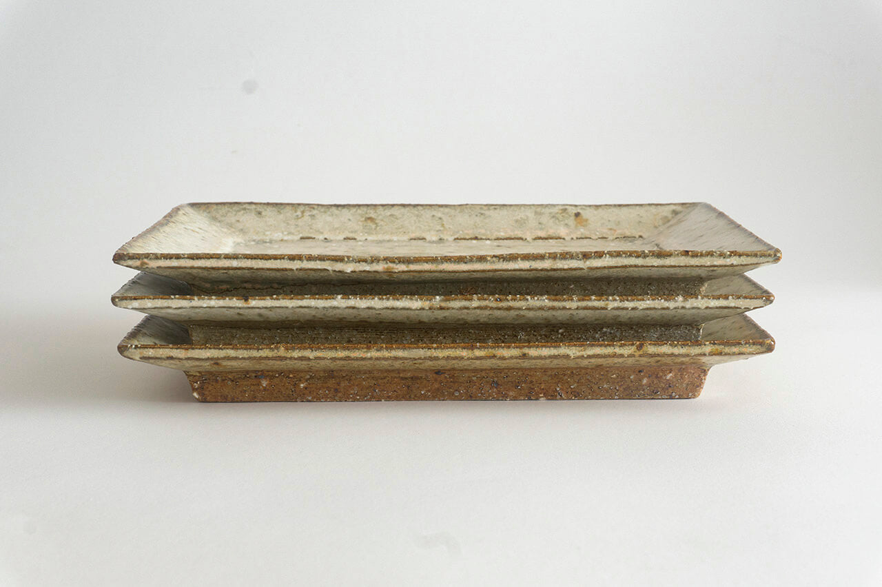 Miyagi Pottery Rectangle Plate White Glaze