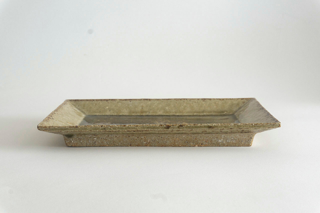 Miyagi Pottery Rectangle Plate Ash Glaze