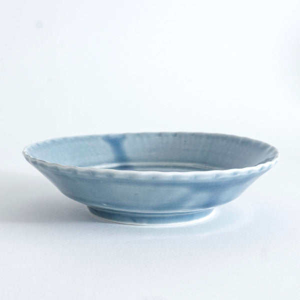 16㎝ bowl with foliate rim light ruri color