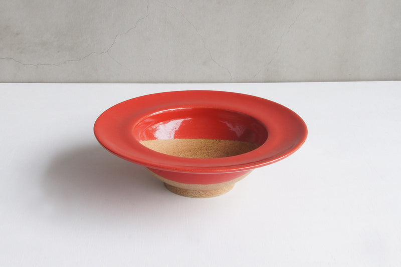 Pottery studio ICHI Mintama Rim Bowl 18cm Red